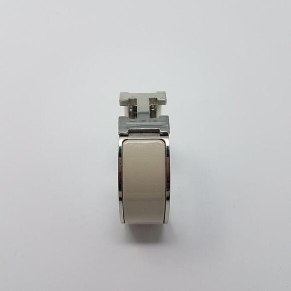 Cute Hermès Ivory Palladium plated Clic Clac H bracelet - Picture 5 of 10